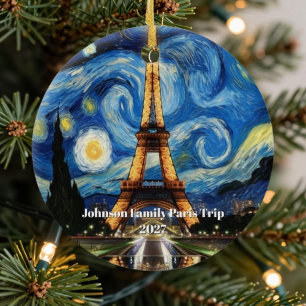 Adorno De Cerámica Torre Eiffel de París Van Gogh estilo Navidad Pers
