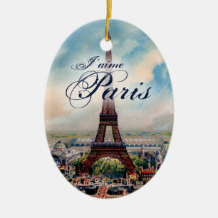 Adorno De Cerámica Torre Eiffel del vintage