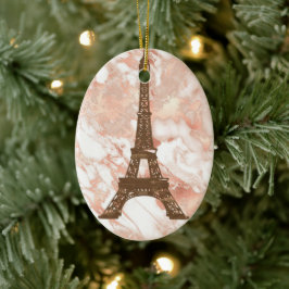 Adorno De Cerámica Torre Eiffel Navidades de Mármol de Oro Rosa