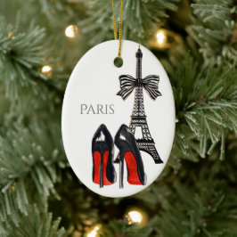Adorno De Cerámica Torre Eiffel y tacones altos Red, Navidades negros