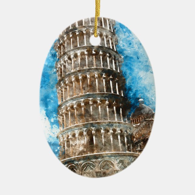 Adorno De Cerámica Torre inclinada de Pisa en Italia (Frente)