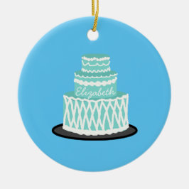 Adorno De Cerámica Torta Azul Personalizada