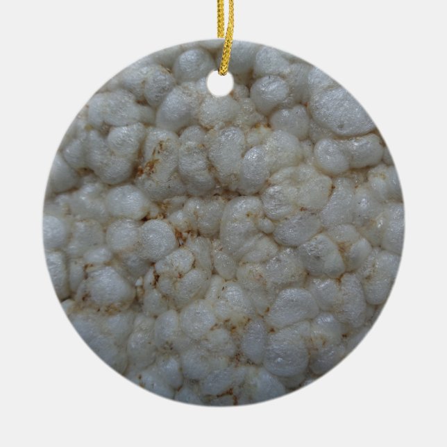 Adorno De Cerámica Torta de arroz, comida sana, bocado blanco (Frente)