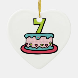Adorno De Cerámica Torta de cumpleaños de 7 años