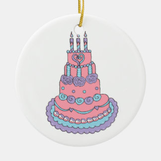 Adorno De Cerámica Torta de cumpleaños rosada bonita