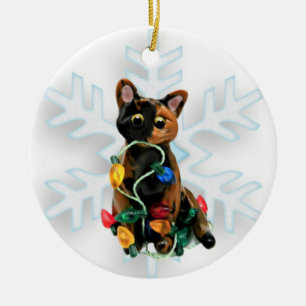Adorno De Cerámica Tortie Cat Tortoiseshell Ornamet