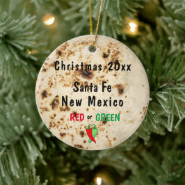 Adorno De Cerámica Tortilla y chile rojo o verde Santa Fe suroeste