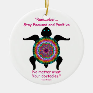 Adorno De Cerámica Tortuga caleidoscópica Ornament.3 de la mandala