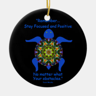 Adorno De Cerámica Tortuga caleidoscópica Ornament.8 de la mandala