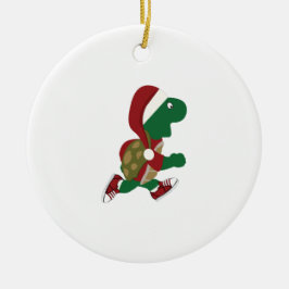 Adorno De Cerámica Tortuga Corriendo Navidad