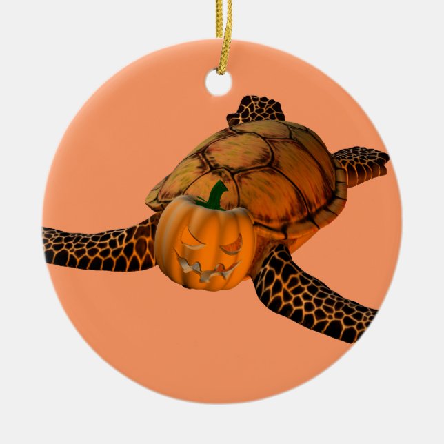 Adorno De Cerámica Tortuga divertida de Halloween (Frente)