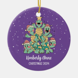 Adorno De Cerámica Tortuga dulce árbol de Navidad nevado feriado de i