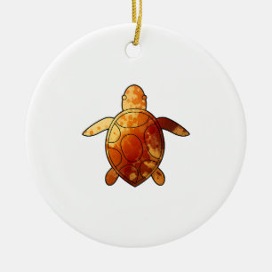 Adorno De Cerámica Tortuga marina acuarela amarilla