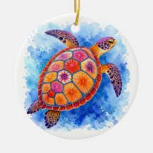 Tortuga marina colorida bajo el agua del océano