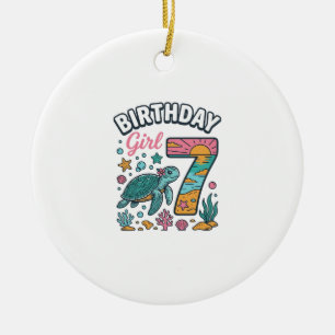 Adorno De Cerámica Tortuga Marina Cumpleañera Diseño Vectorial 7º Cum