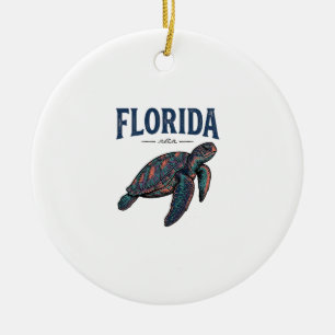 Adorno De Cerámica Tortuga marina de Florida grabado vintage gráfico_