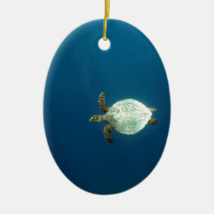 Adorno De Cerámica Tortuga marina Hawsbill nadando bajo el agua