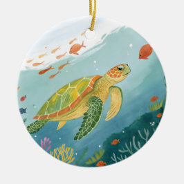 Adorno De Cerámica Tortuga pintada
