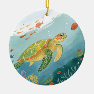 Adorno De Cerámica Tortuga pintada