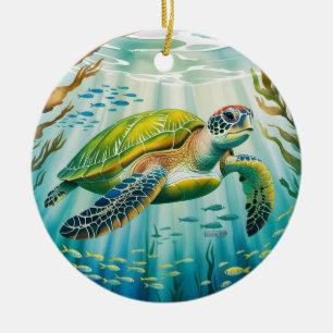 Adorno De Cerámica Tortuga Pintada