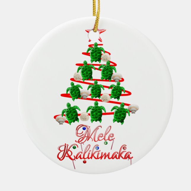 Adorno De Cerámica Tortugas marinas de Mele Kalikimaka (Frente)