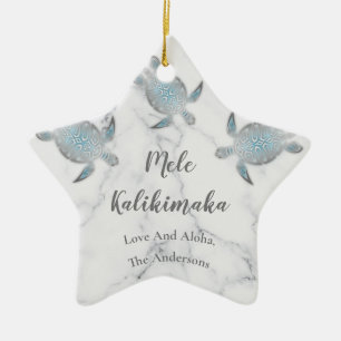Adorno De Cerámica Tortugas plateadas   Mele Kalikimaka Hawaiian