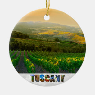 Adorno De Cerámica Toscana Italia Navidades de fotografía de viñedo