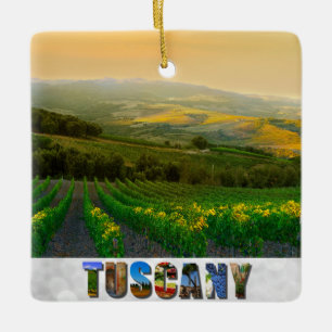 Adorno De Cerámica Toscana Italia Navidades de fotografía de viñedo