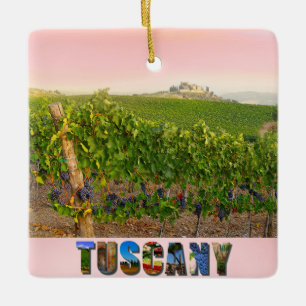 Adorno De Cerámica Toscana Italia Navidades rosados de viñedos