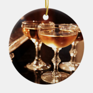 Adorno De Cerámica tostada dorada de copa de champán