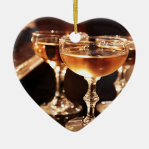 Adorno De Cerámica tostada dorada de copa de champán