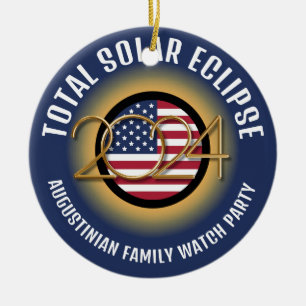 Adorno De Cerámica TOTAL DE ECLIPSE SOLAR 2024 personalizado EE.UU.