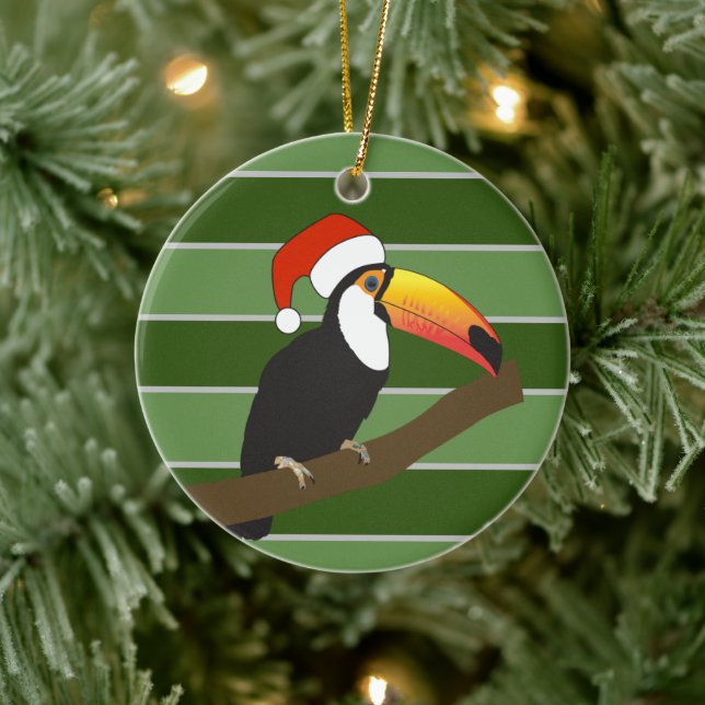 Adorno De Cerámica Toucan Santa Hat - Especial para Navidades (Árbol)