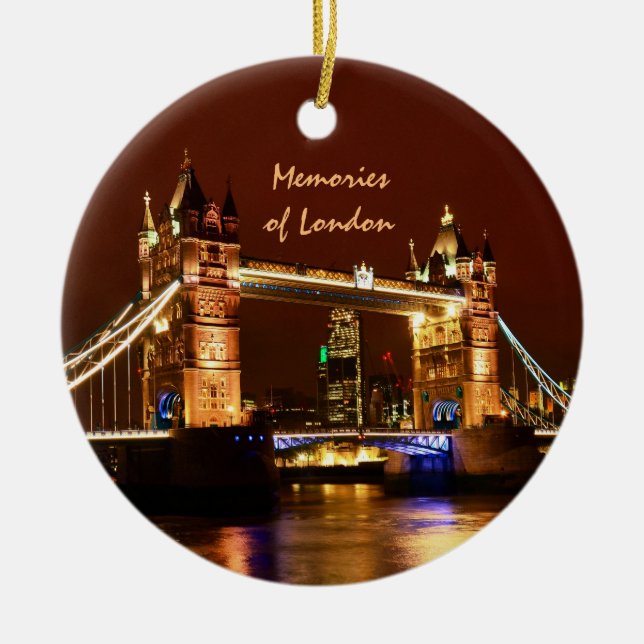 Adorno De Cerámica Tower Bridge, London at Night, England (UK) Cerami (Frente)