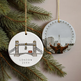 Adorno De Cerámica Tower Bridge London Doble Decker Navidad Foto