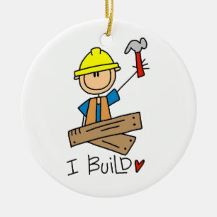 Adorno De Cerámica Trabajador de construcción construyo las camiseta