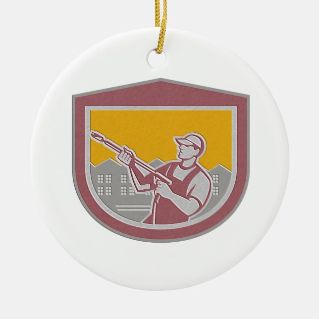 Adorno De Cerámica Trabajador metálico Shie retro del limpiador de la (Frente)