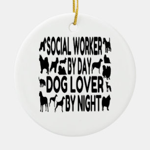 Adorno De Cerámica Trabajador social de Dog Lover