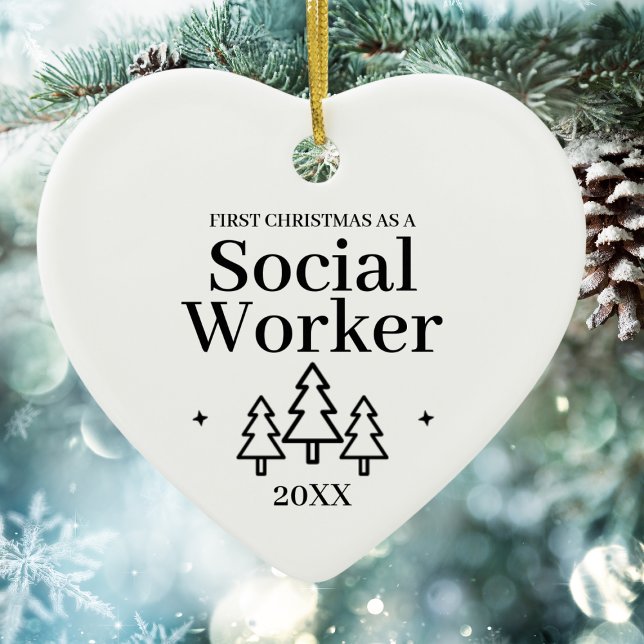 Adorno De Cerámica Trabajador social nuevos Navidades de trabajo (Social Worker New Job Christmas Ceramic Ornament
)