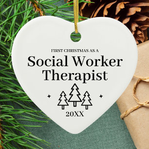 Adorno De Cerámica Trabajador social Terapia a nuevos Navidades de tr