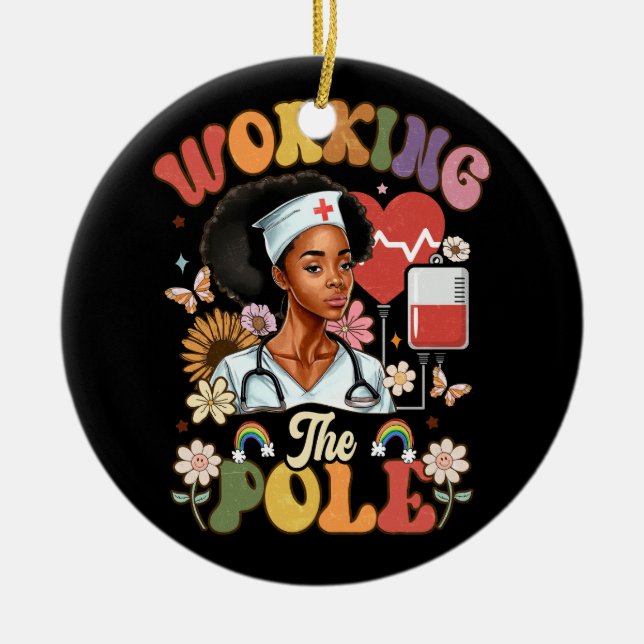 Adorno De Cerámica Trabajar con la divertida Enfermería de emergencia (Frente)