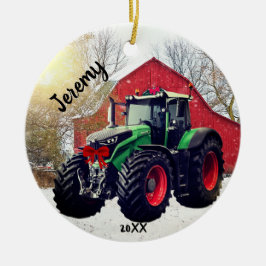 Adorno De Cerámica  Tractor verde moderno "Navidades 20XX"