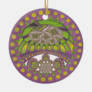 Adorno De Cerámica Tradicional kaleidoscopio africano púrpura y amari