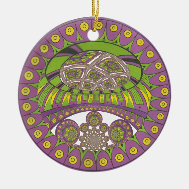 Adorno De Cerámica Tradicional kaleidoscopio africano púrpura y amari (Frente)