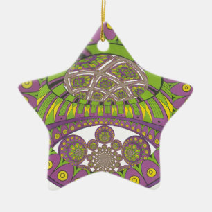 Adorno De Cerámica Tradicional kaleidoscopio africano púrpura y amari