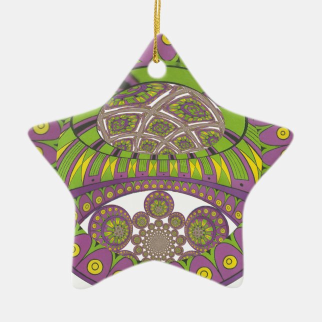 Adorno De Cerámica Tradicional kaleidoscopio africano púrpura y amari (Frente)