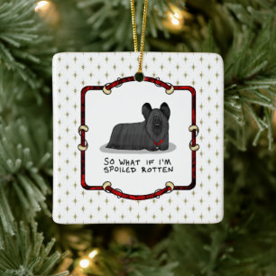 Adorno De Cerámica Traducido perro de Skye Terrier (negro)