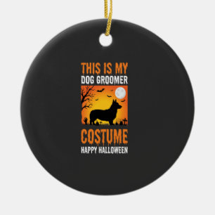 Adorno De Cerámica Traje de peluquero de perro de Halloween Silueta