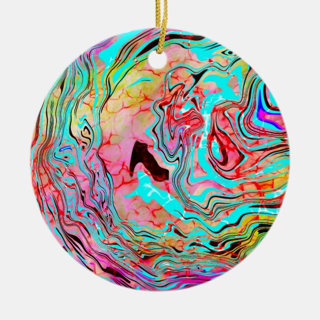 Adorno De Cerámica Tranquilidad Resumen Navidades de arte fluido (Frente)