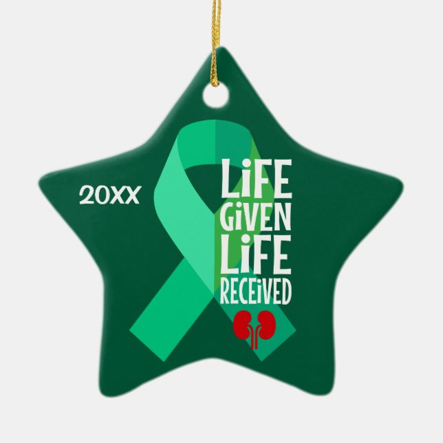 Adorno De Cerámica Transplante De Riñón Dadas Las Vidas Recibidas (Frente)